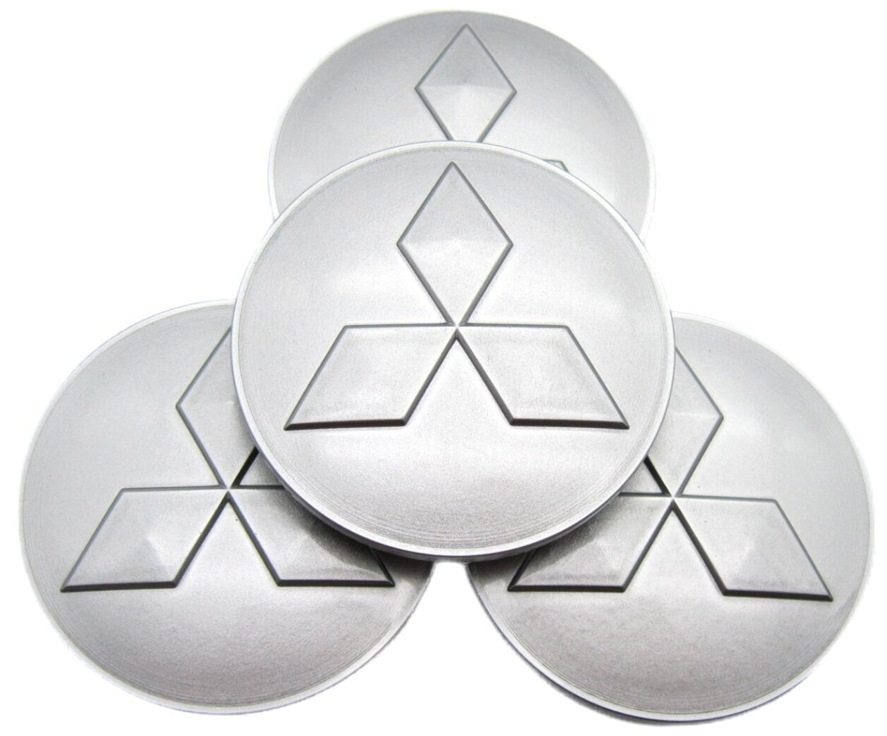 Колпачки заглушки на литые диски КиК Митсубиси серебристый 62/55/10 комплект 4 шт.