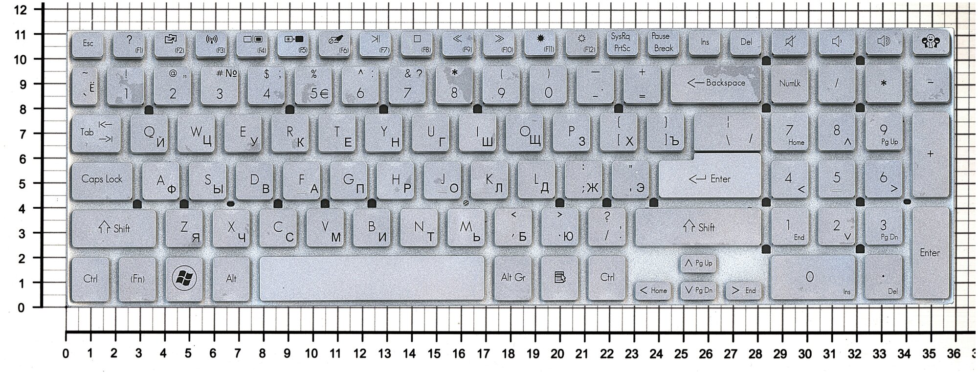 Клавиатура для ноутбука Gateway NV55 русская серебряная