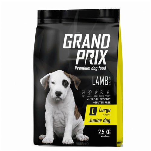 Корм Grand Prix полнорационный сбалансированный, для щенков и юниоров крупных пород, с ягненком и рисом