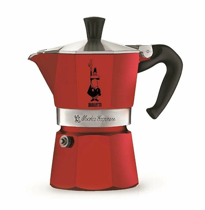 Гейзерная кофеварка Bialetti Moka Express Rossa 4942 на 3 чашки 180 мл.
