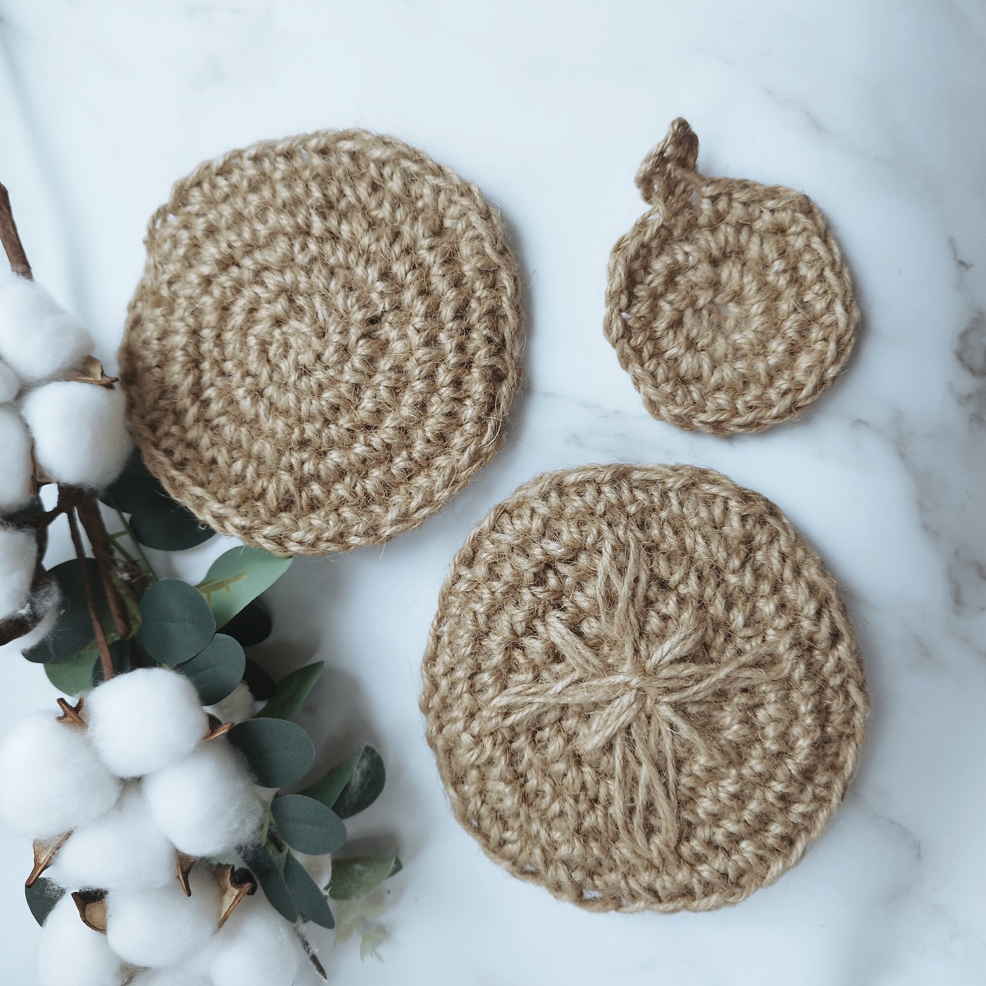 фото Эко мочалки из джута набор 2 мочалки и подарок спонж для лица джутовый, ручная работа