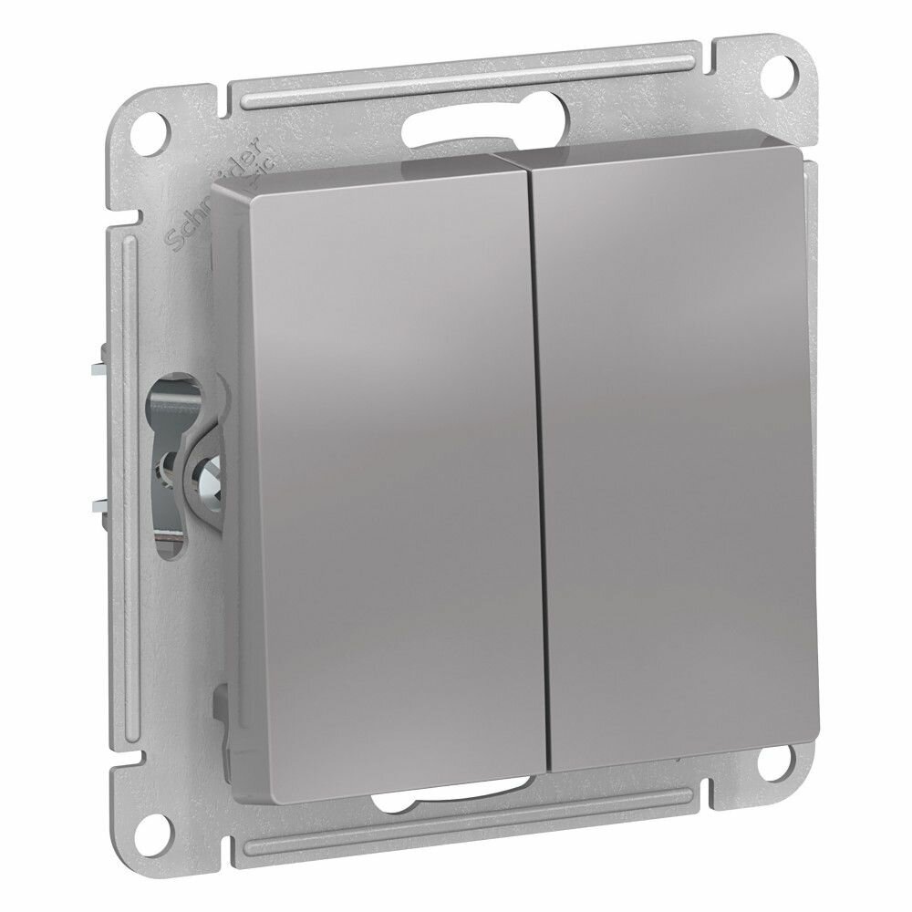 Systeme Electric AtlasDesign Алюминий Выключатель 2-клавишный с самовозвратом, сх.2, 10А, механизм, Systeme Electric, арт.ATN000317