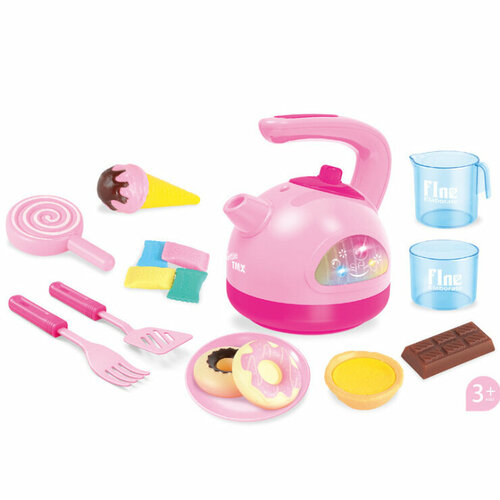 Детская бытовая техника игрушечный Чайник розовый с набором аксессуаров 1170₽