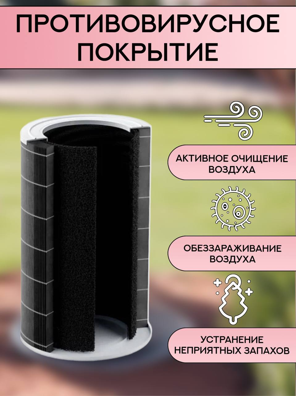Фильтр для очистителя воздуха Xiaomi Smart Air Purifier 4 Pro, антибактериальный HEPA H13 c чипом RFID (BHR5056EU, BHR5120GL, BHR5062GL, M15R-FLP-GL, AC-M15-SC) — фото 1