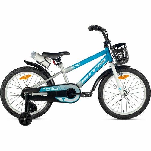 Велосипед детский городской SITIS ROLLO 18 2024 для детей от 4 лет до 6 лет стальная рама с защитой цепи флягой корзиной 1 ск барабанный тормоза зеленыйсерый цвет рост 115-130 см 15365₽