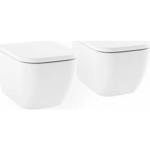 Комплект 2 в 1 подвесной унитаз Lavinia Boho One 21020002 безободковый, с сиденьем микролифт, белый