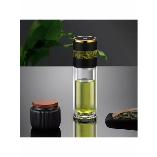 Термос-заварник 450 мл с термометром черный 1402₽