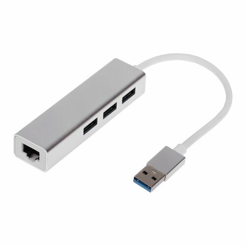 USB-разветвитель HUB 3 порта порт Ethernet кабель 10 см серебристый 131800₽