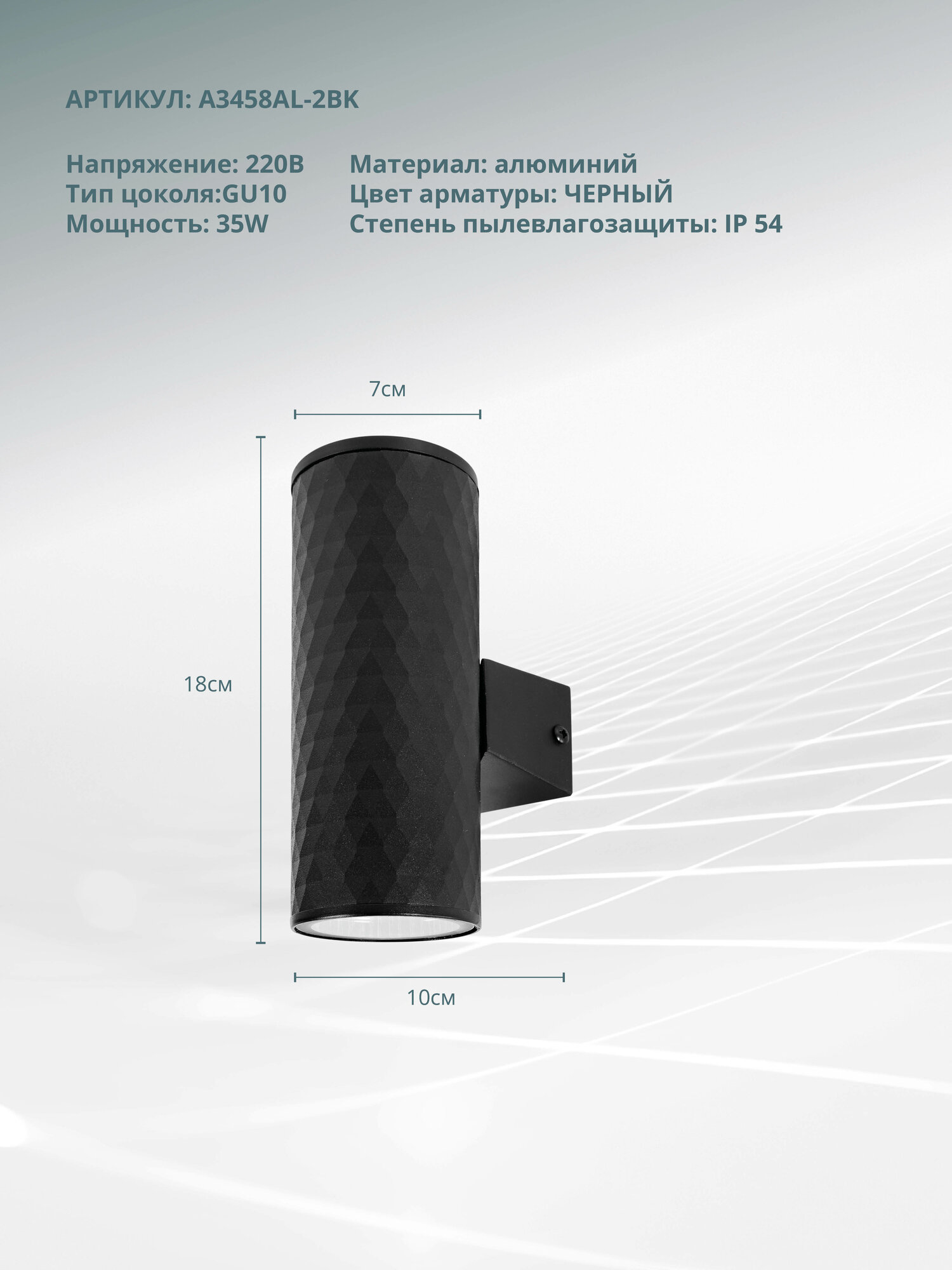 Фасадный светильник Arte Lamp HYADUM A3458AL-2BK / GU10 / 2х35Вт / IP54 / чёрный
