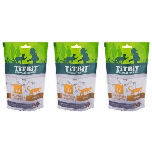 Titbit Хрустящие подушечки для кошек с лососем для здоровья шерсти, 60 гр, 3 шт.