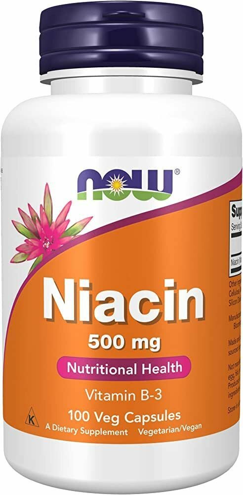 Ниацин Витамин В3 (Niacin) Now Foods, 500 мг, 100 капсул