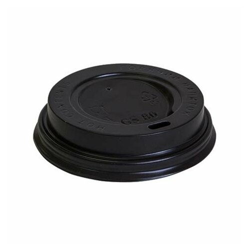 Крышка для стакана с питейником черная 8 см 100 штук пластик 262₽