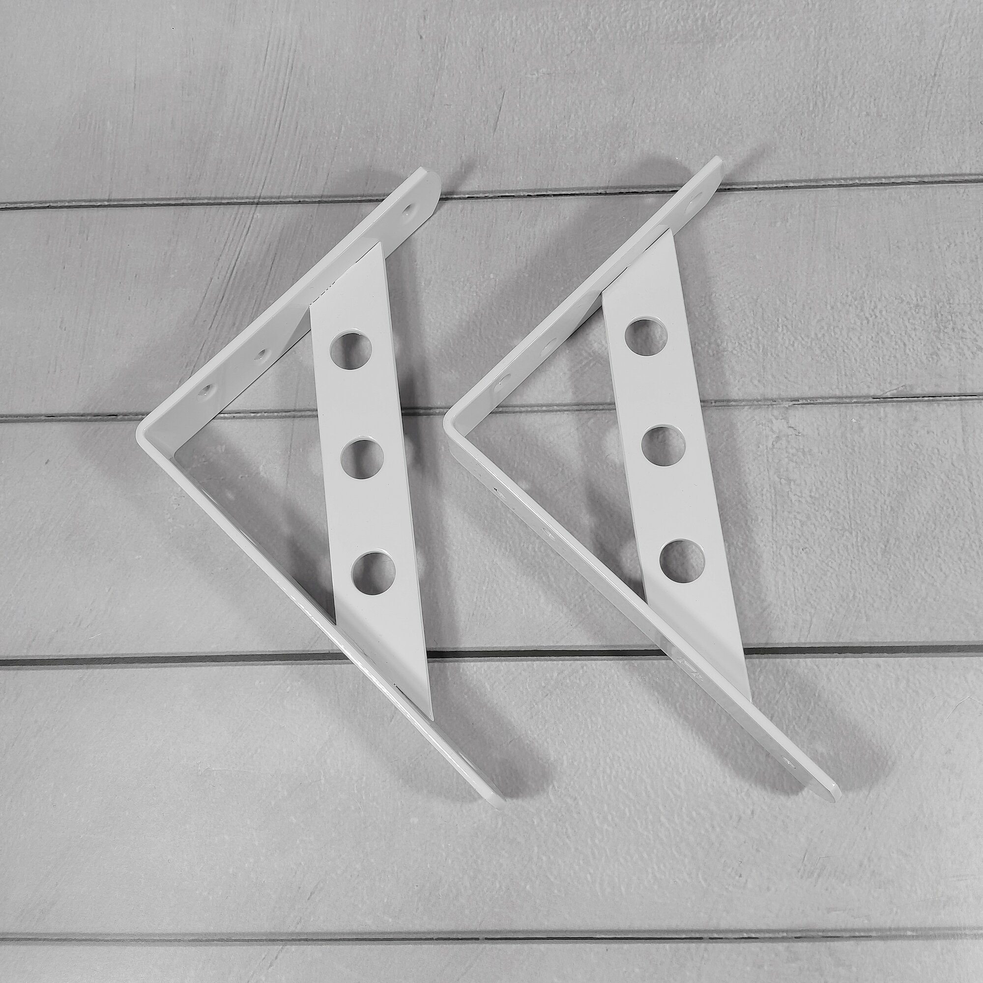 Кронштейн для полки, усиленный, стальной, 150х125х25мм, белый, 2шт. — фото 1