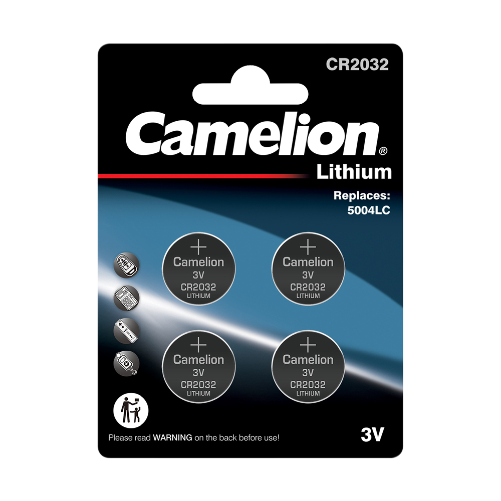Батарейки литиевые Camelion CR2032 Lithium, дисковые, 4 шт, в блистере