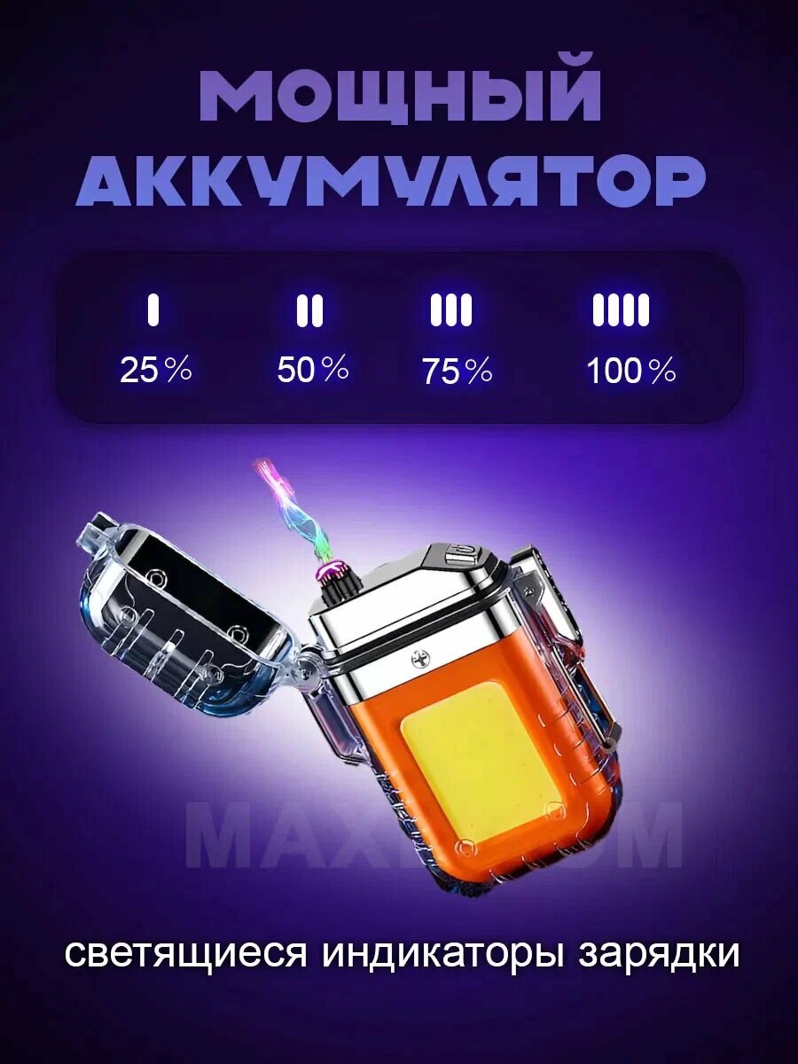 Фонарь MANSTOR, светодиодный, USB-подзарядка, защита от влаги, оранжевый — фото 1