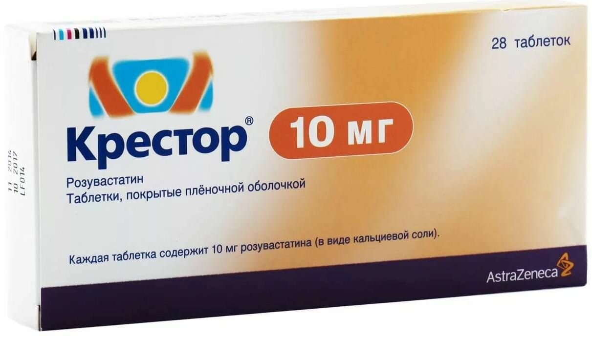 Крестор, таблетки покрыт. плен. об. 10 мг, 28 шт.