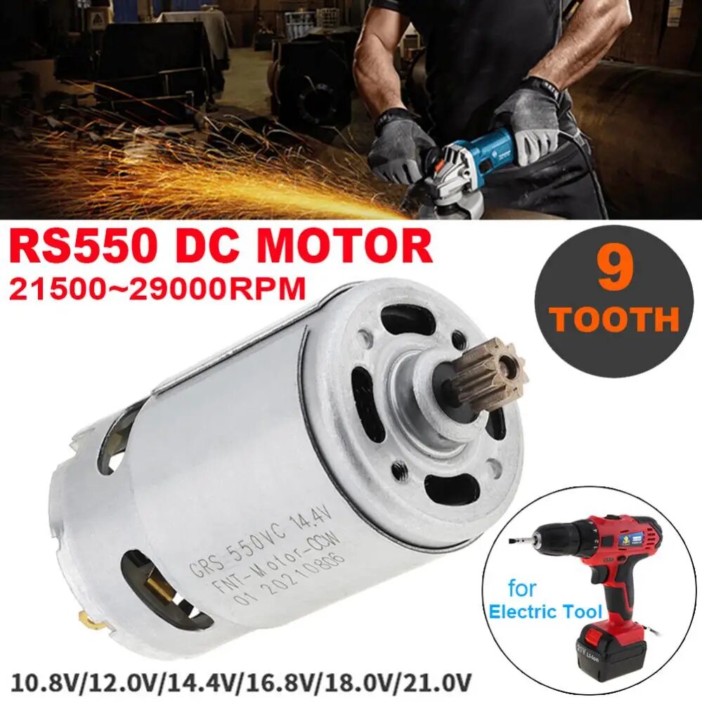 Электродвигатель постоянного тока RS550 10.8-25В 21500-29000 об/мин 18V 27500RPM