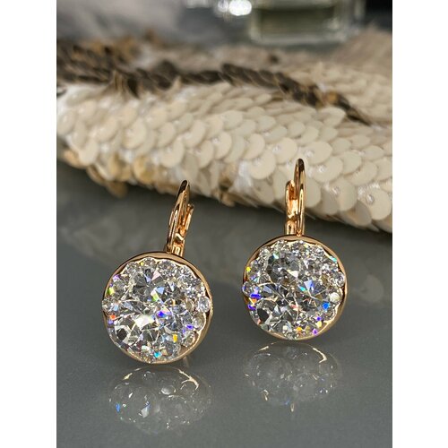 фото Серьги amante crystal, кристаллы swarovski, размер 24 мм, желтый, белый