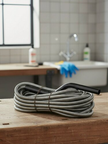 Изображение товара Трос сантехнический СантехКреп 15 м для прочистки засоров стояков, диаметр 13.5 мм, пружинный инструмент, артикул 3.1.5.6.