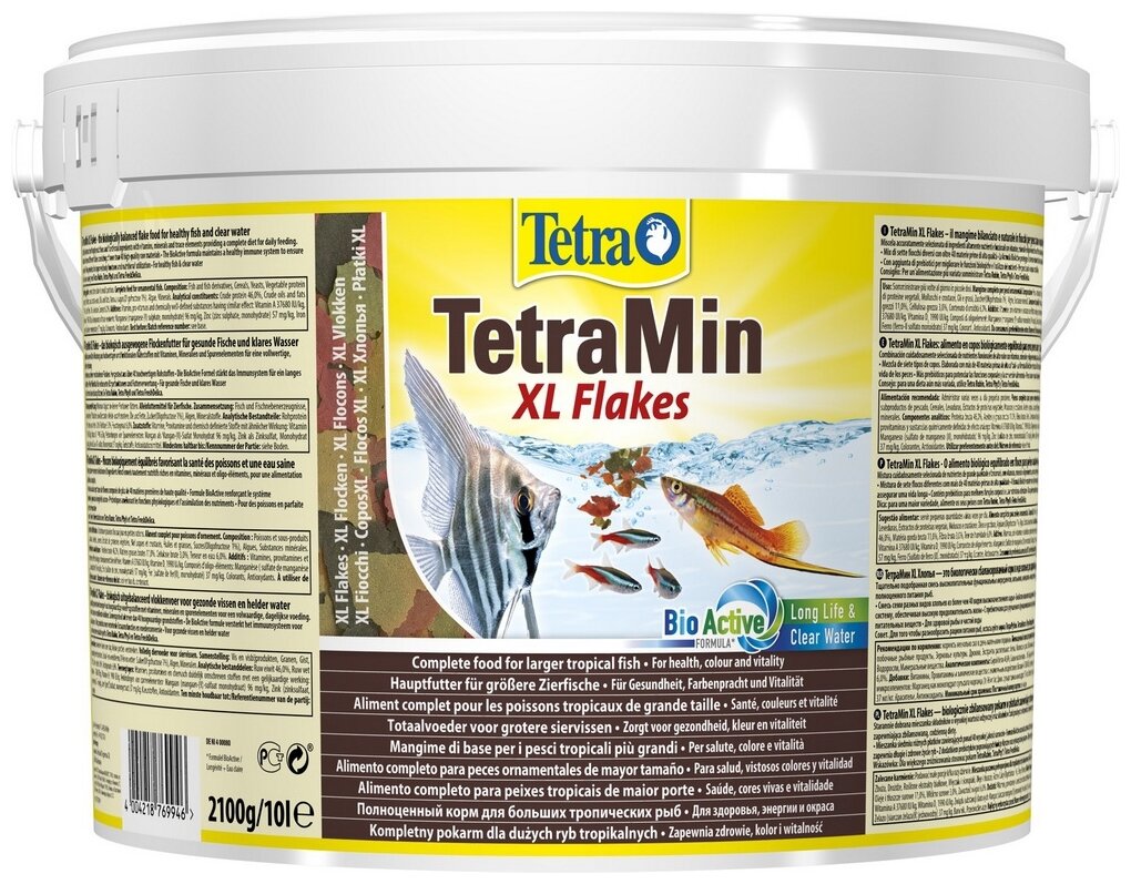 Корм для аквариумных рыб Tetra TetraMin Flakes XL 10 л (хлопья крупные) - фотография № 3