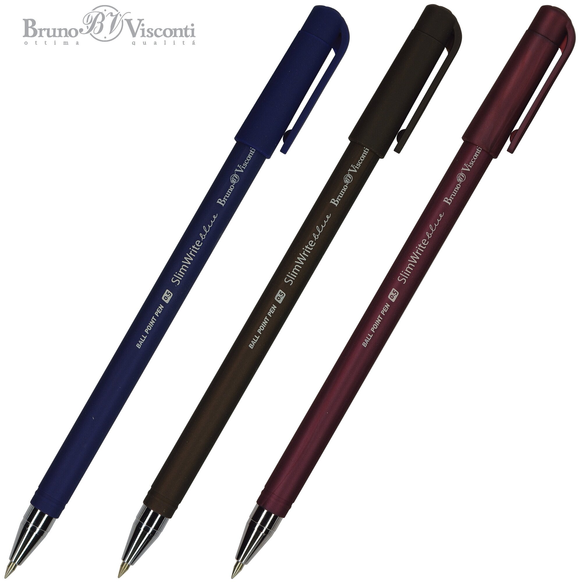 Ручкa BrunoVisconti, шариковая, 0.5 мм, синяя, SlimWrite. ORIGINAL, Арт. 20-0006