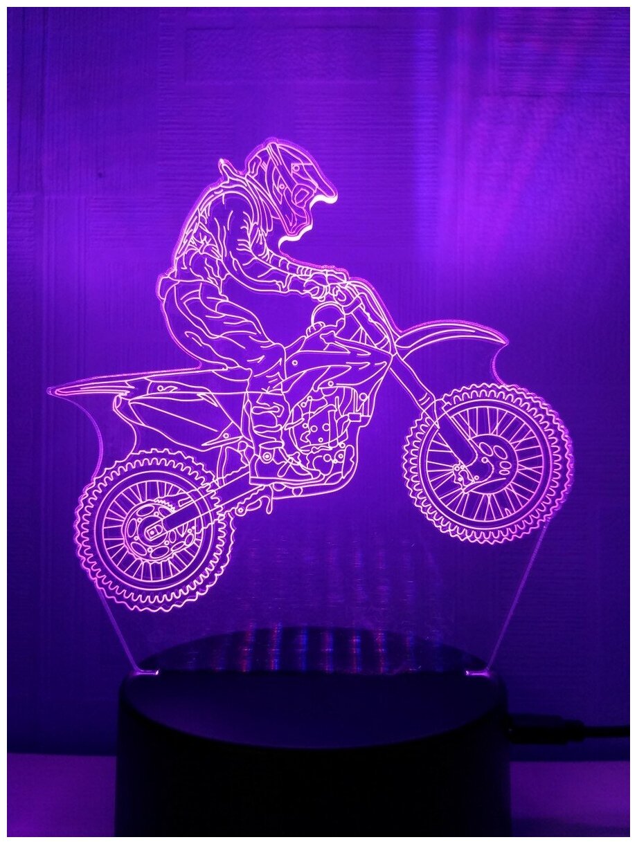 Светодиодный ночник 3Д "Летящий мотоциклист" - фотография № 6
