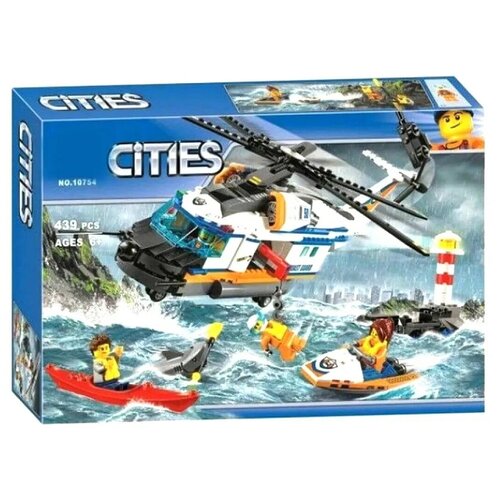 Конструктор / Cities / Сверхмощный спасательный вертолет / 439 деталей конструктор cities 10754 сверхмощный спасательный вертолет 439 деталей