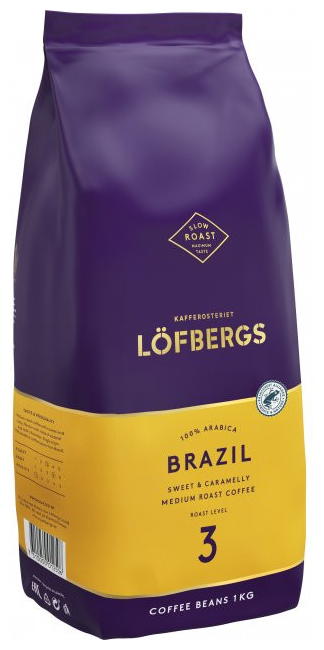 Кофе в зернах, Lofbergs Brazil, 1000 гр, Швеция