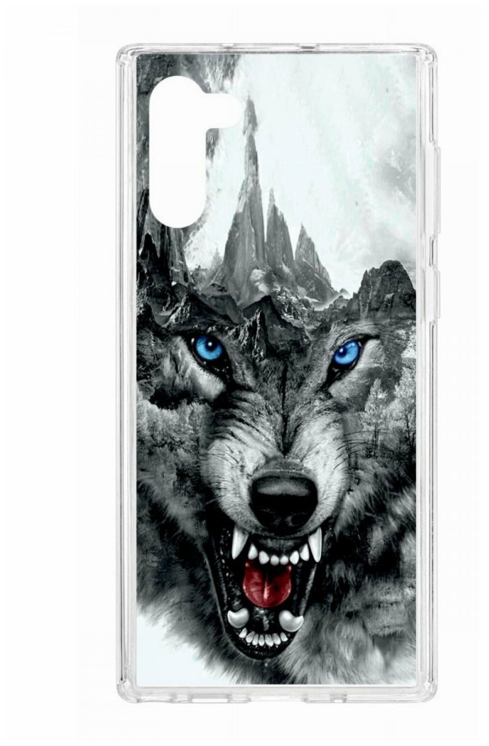 Чехол для Samsung Galaxy Note 10 Kruche Print Волк, противоударная пластиковая накладка с рисунком, силиконовый бампер с защитой камеры, кейс с принтом