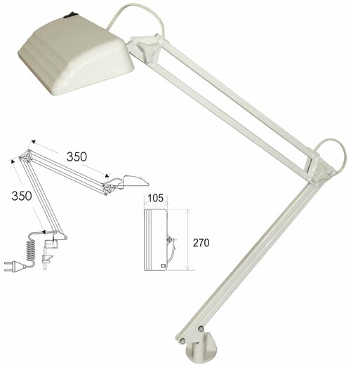 Настольная лампа светильник Дельта П-С32 на струбцине, светодиодная, 12 Вт, белый, 236906