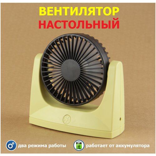 Вентилятор настольный DianDi DD-5574 / аккумуляторный / 2 режима работы / регулировка наклона / чёрно-светло-зелёный