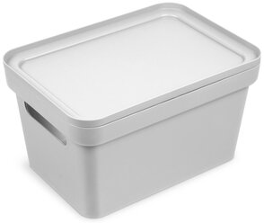 Коробка для хранения Martika Фортуна 270х190х150, контейнер пластиковый для вещей с крышкой, ящик для игрушек, светло-серый
