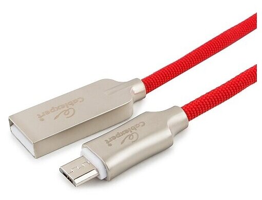 Кабель USB 2.0, AM/micro B, серия Platinum, нейлоновая оплетка, длина 1,8 м, красный, Cablexpert