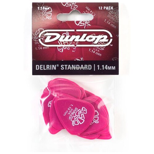 Медиаторы, толщина 1.14 мм, 12 шт. Dunlop Delrin 500 41P114 12Pack медиаторы жесткие 12 шт dunlop celluloid red pearloid heavy 483p09hv 12pack