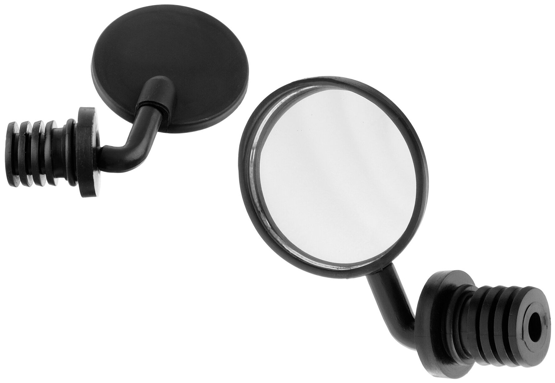 Зеркало велосипедное (1шт) круг с креплением вместо заглушки грипсы (360, пластик, черное)