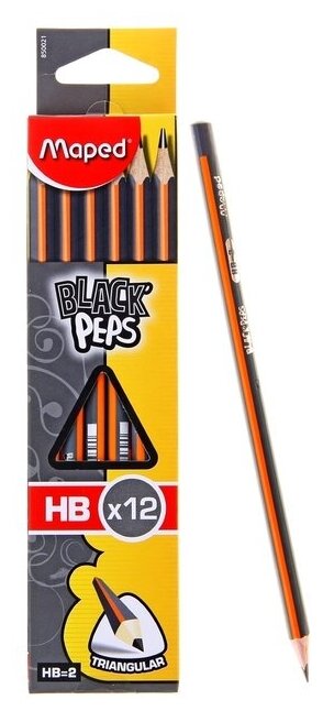 Карандаш чернографитный Maped Black Peps HB, трёхгранный