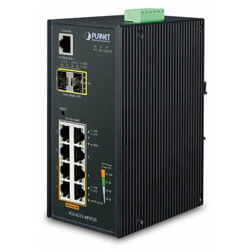 ip30 4 port tp 1 port fiber sfp poe industrial fast ethernet switch 40 to 75 c Коммутатор PLANET IP30 Industrial