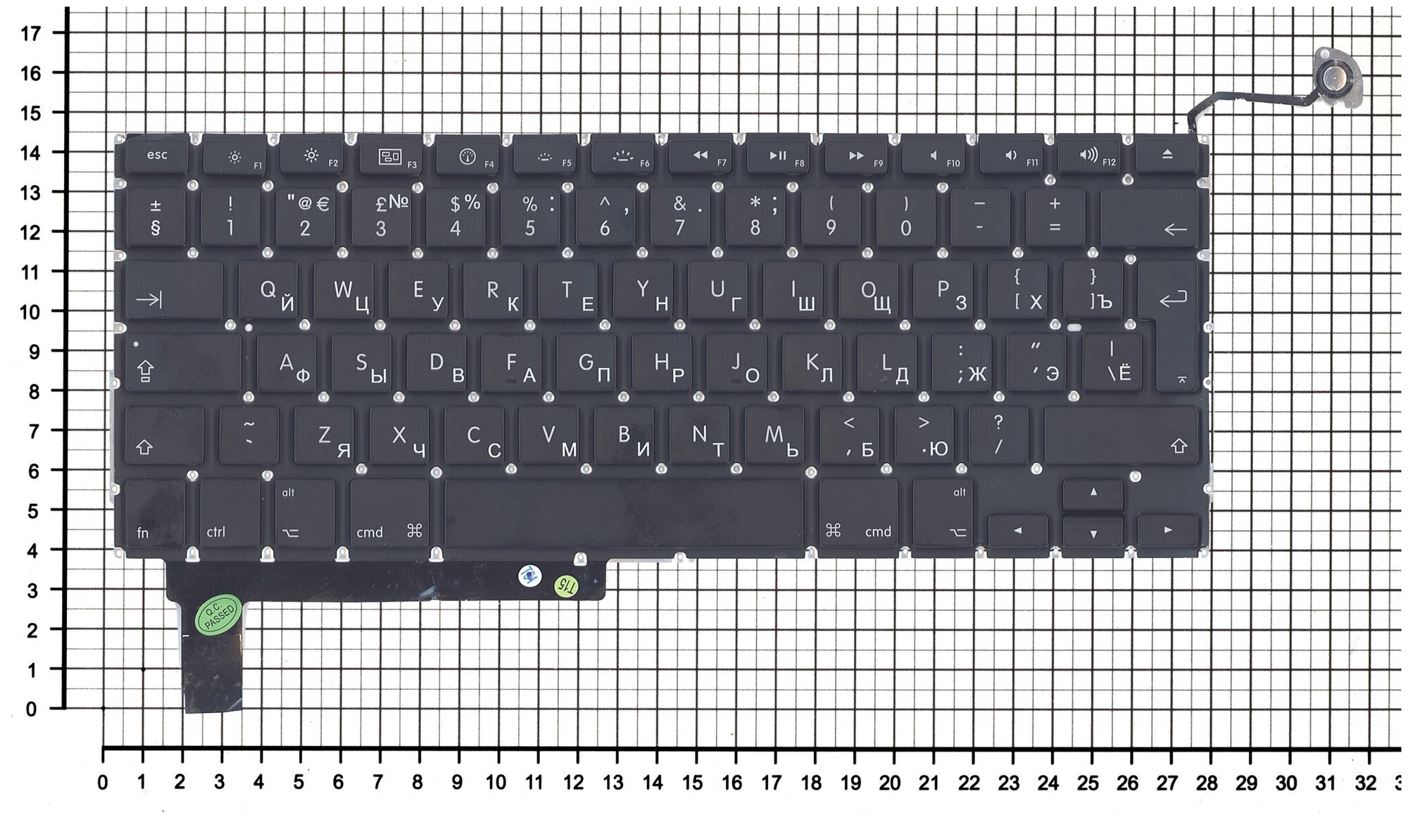 Клавиатура для ноутбука Apple MacBook Pro A1286 с SD большой ENTER Русская Чёрная