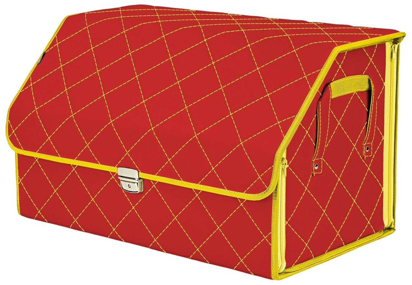 Органайзер-саквояж в багажник "Союз Премиум" (размер XL). Цвет: красный с желтой прострочкой Ромб.