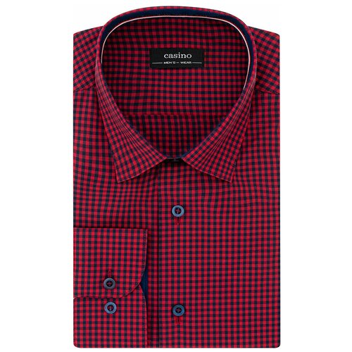 фото Рубашка мужская длинный рукав casino c625/157/3131/z/1p, полуприталенный силуэт / regular fit, цвет красный, рост 174-184, размер ворота 42
