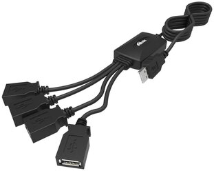Разветвитель USB Ritmix CR-2405 хаб - концентратор 4 порта USB2.0 гибкий кабель - чёрный