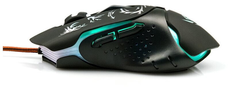 Мышь Nakatomi Gaming MOG-25U , черная, USB, игровая, 6 кнопок+ролик, 7-ми цветная подсветка