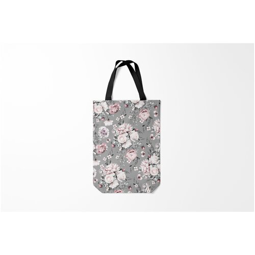 фото Сумка-шоппер / 31х42 см / девушкам / цветочки и бабочки розовые розы burnettie