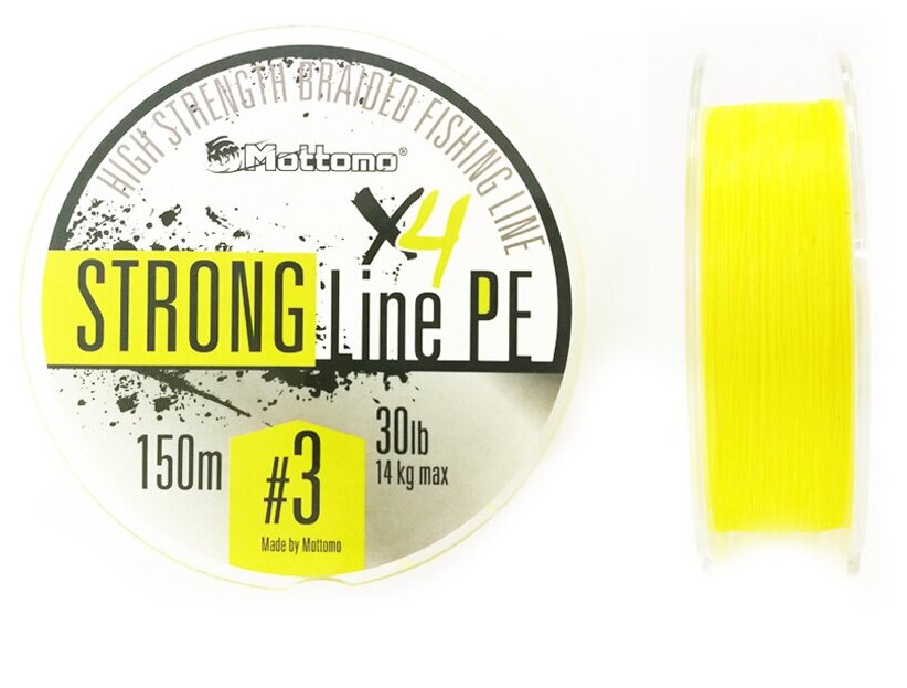 Плетеный шнур Mottomo Strong Line PE Fluo Yellow #3.0/14kg 150m