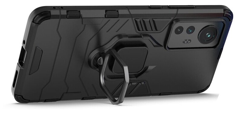 Противоударный чехол с кольцом Panther Case для Xiaomi 12 / 12X черный