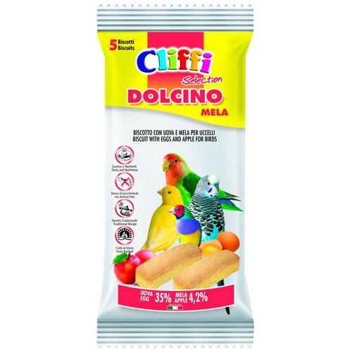 Cliffi - Лакомства для Птиц: яичный бисквит с яблоком (Dolcino alla Mela) 35g cliffi италия лакомства для птиц яичный бисквит с яблоком dolcino alla mela acoa402 dolcino alla mela 0 035 кг 40348 2 шт