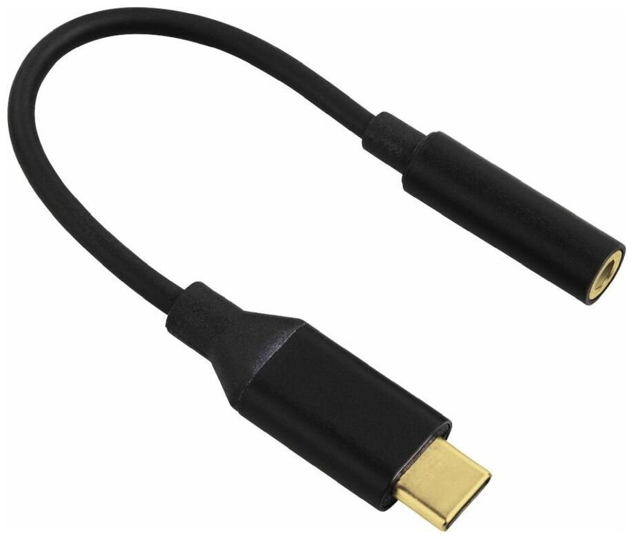 Адаптер HAMA , USB Type-C (m) (прямой) - Jack 3.5mm (f) (прямой), 0.1м, черный - фото №1