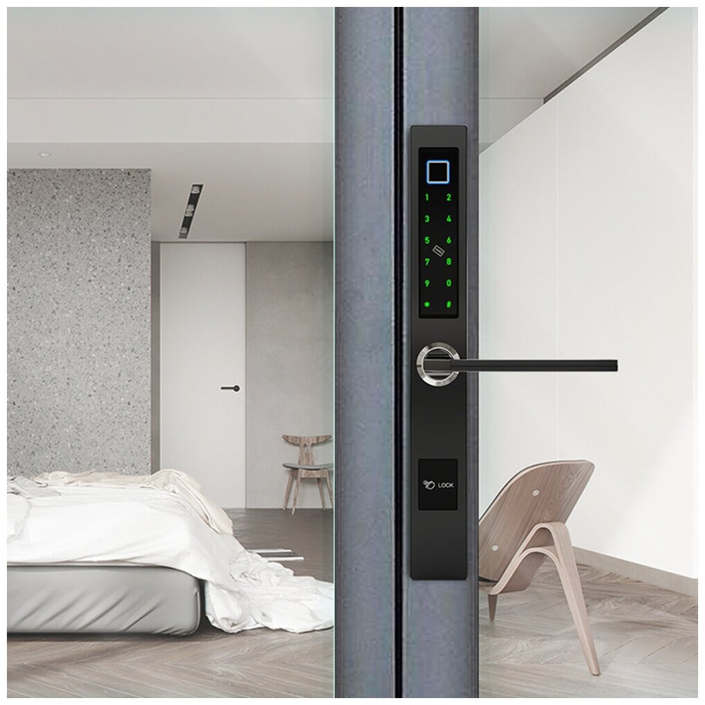 Умный электронный биометрический дверной замок SAFEBURG SMART SLIM LOCK со сканером отпечатка пальца, управление через приложение - фотография № 6