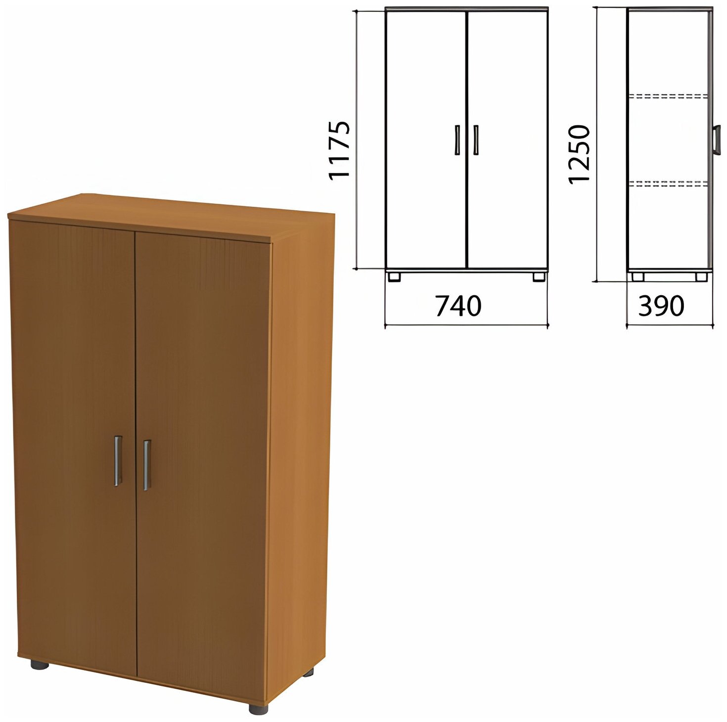 Шкаф закрытый "Монолит", 740х390х1250 мм, цвет орех гварнери (комплект) Комплект : 1 шт