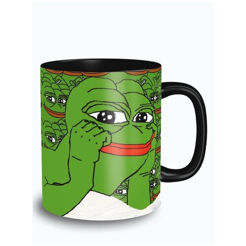 Кружка черная мемы пепе pepe - 3684